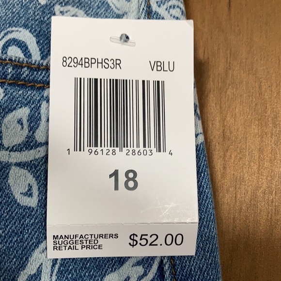 floral print raw hem jean denim short no gap waistband size 18 - Picture 8 of 17